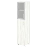 Шкаф высокий узкий правый (1 средний фасад ЛДСП + 1 низкий фасад стекло в раме) Yalta LT.SU-1.7 R L/R снежная патина